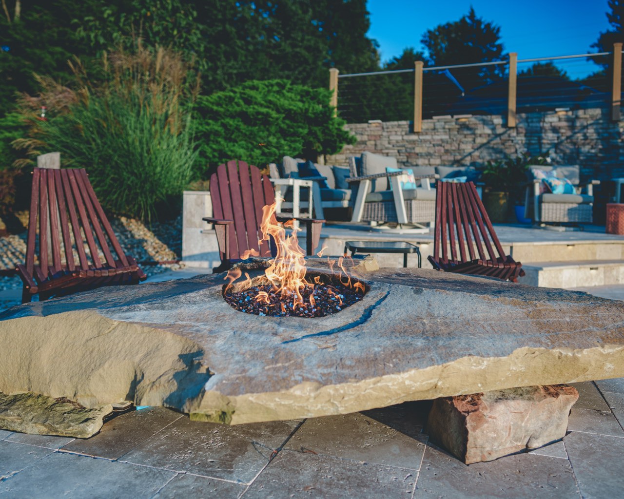 Natural Stone Fire Table & Lounge Seating