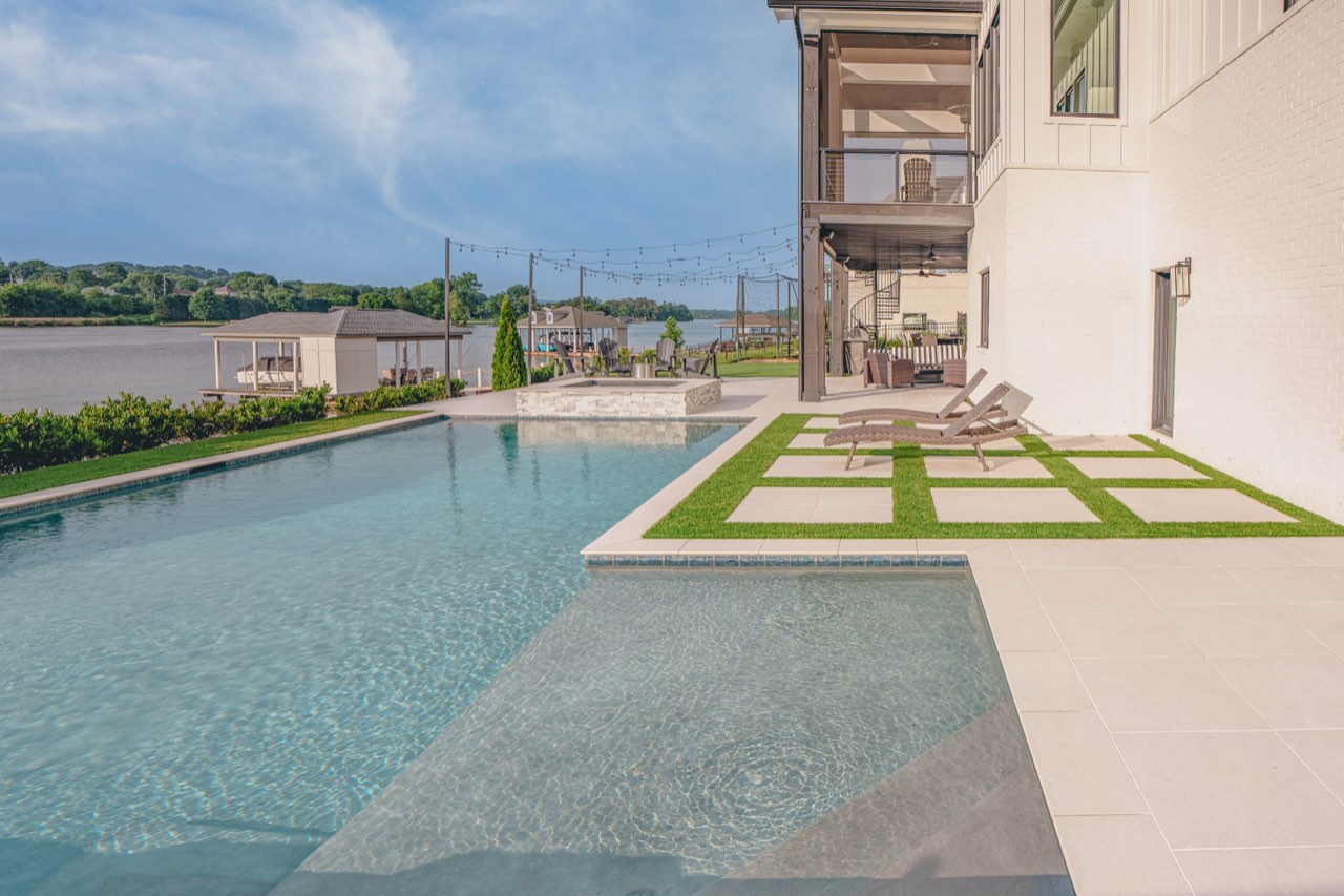 Lakefront Pool, Tanning Ledge & Paver Lounge Deck