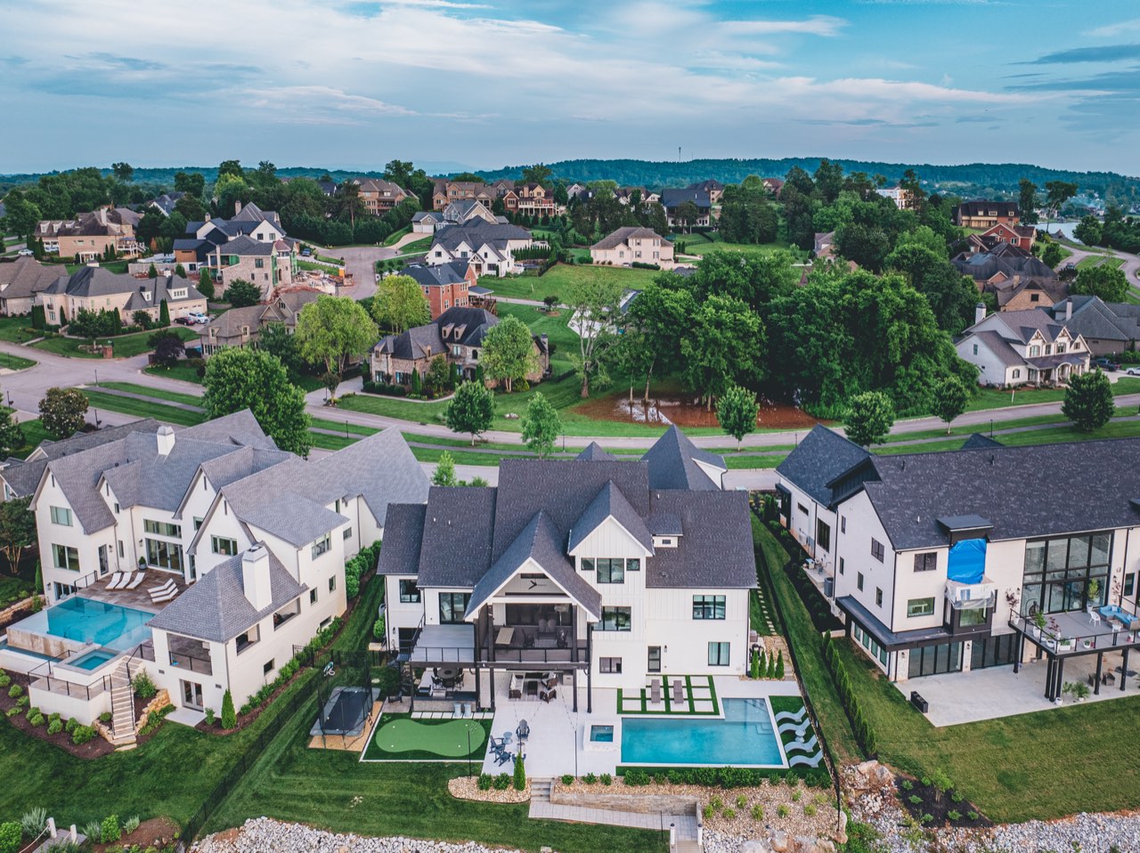 Aerial Pool, Putting Green & Paver Deck Layout