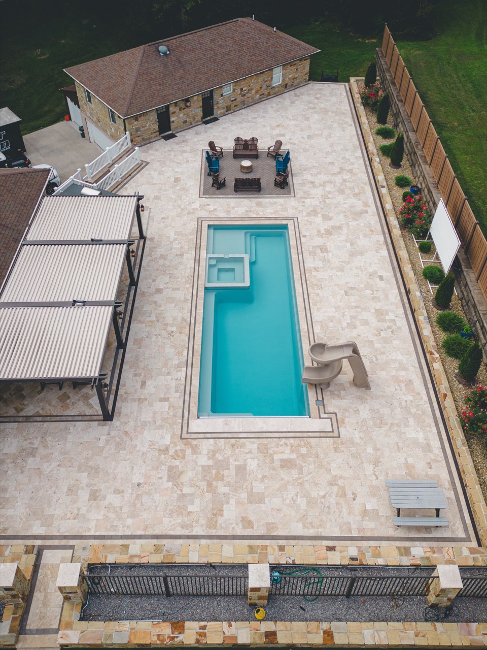 A Sea of Travertine, Travertine, Outdoor Kitchen & Fireplace in East Tennessee - photo 2