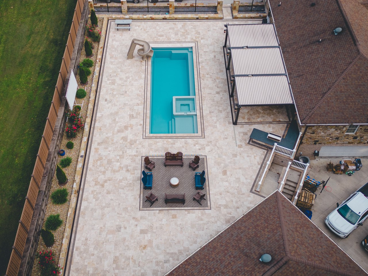 A Sea of Travertine, Travertine, Outdoor Kitchen & Fireplace in East Tennessee - photo 3