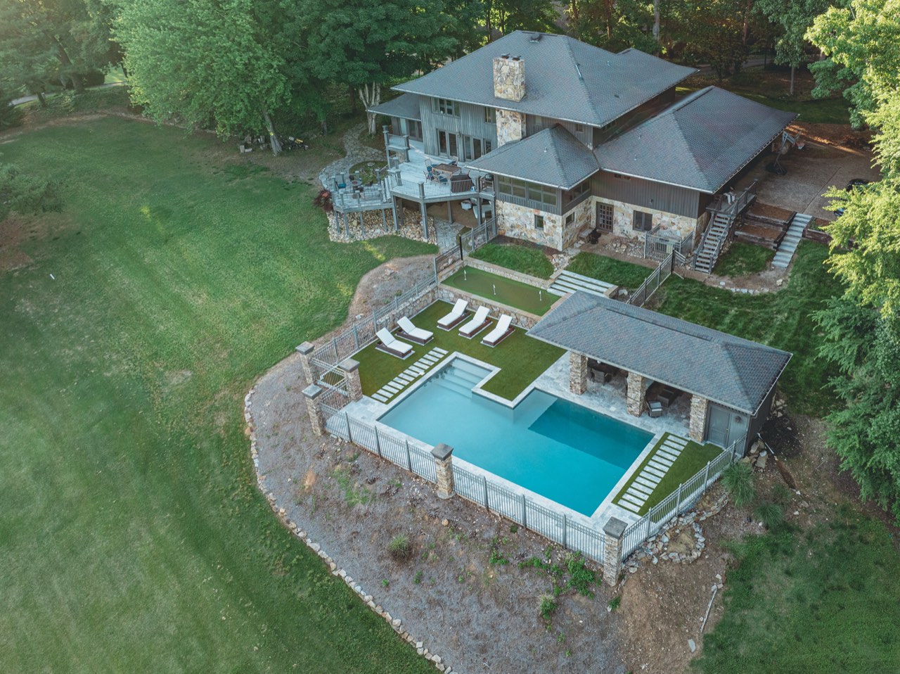 The Night Green, Pool Renovation, Travertine & Turf in East Tennessee - photo 1