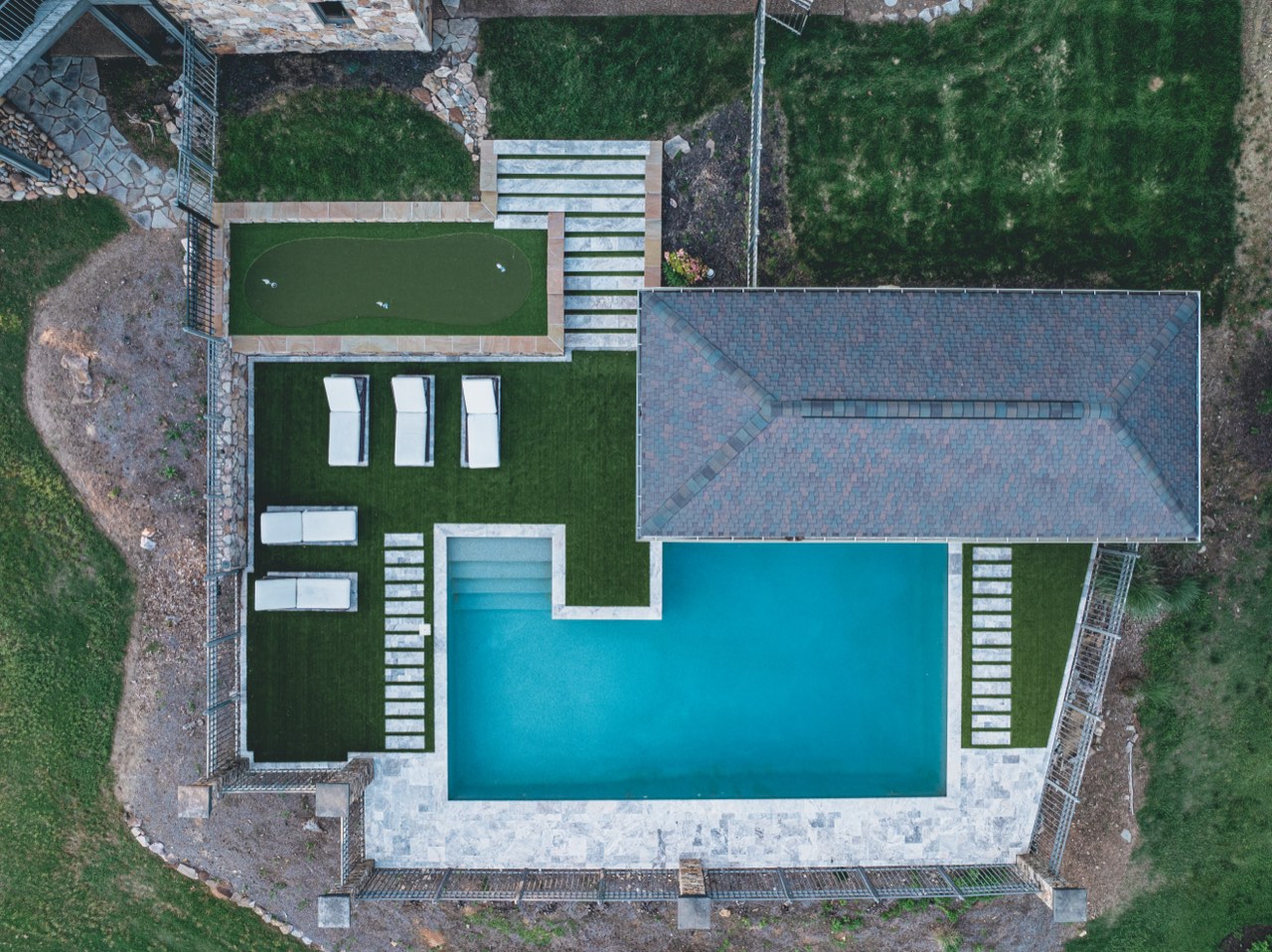 The Night Green, Pool Renovation, Travertine & Turf in East Tennessee - photo 5
